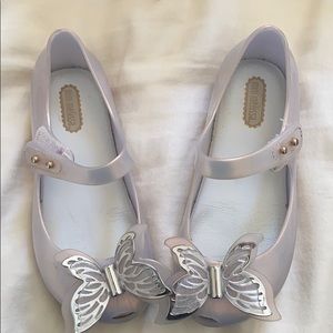 Silver/iridescent Mini Melissas with Butterfly